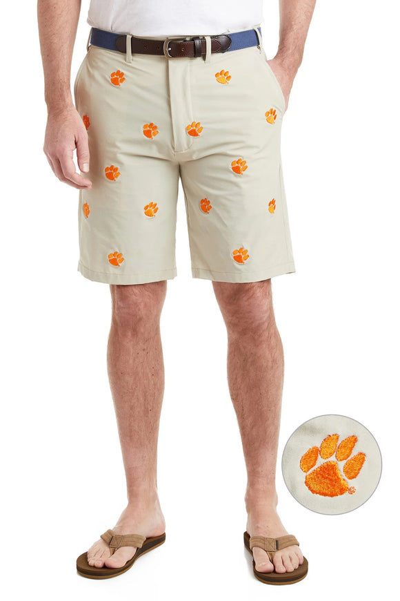 Embroidered Clemson image on KaHKI SHORTS