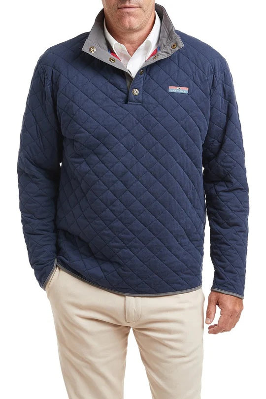 Men's 1/4 Zip Navy Quilted Pull Over