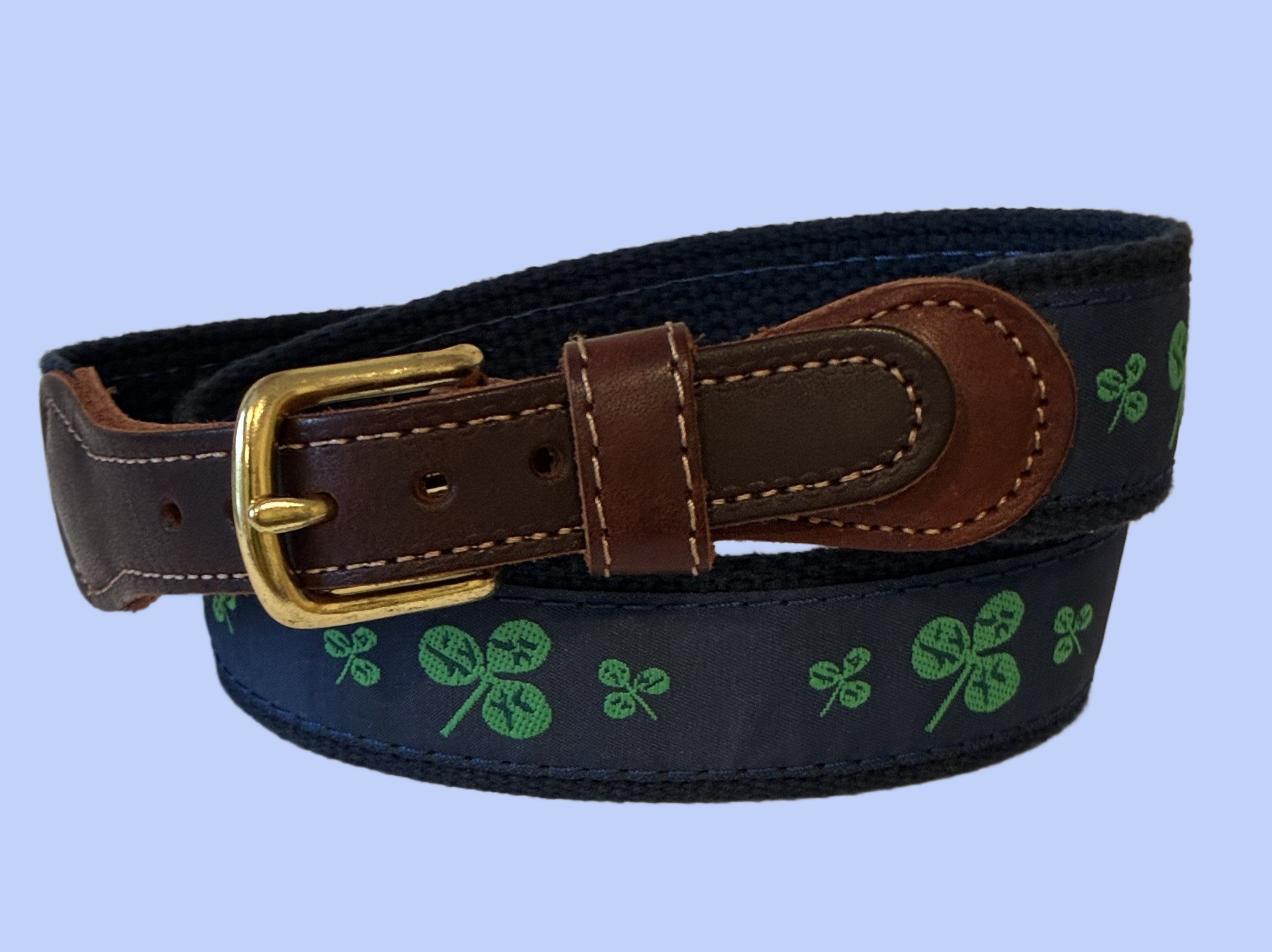 Men's Custom Canvas Ribbon Belt Shamrock