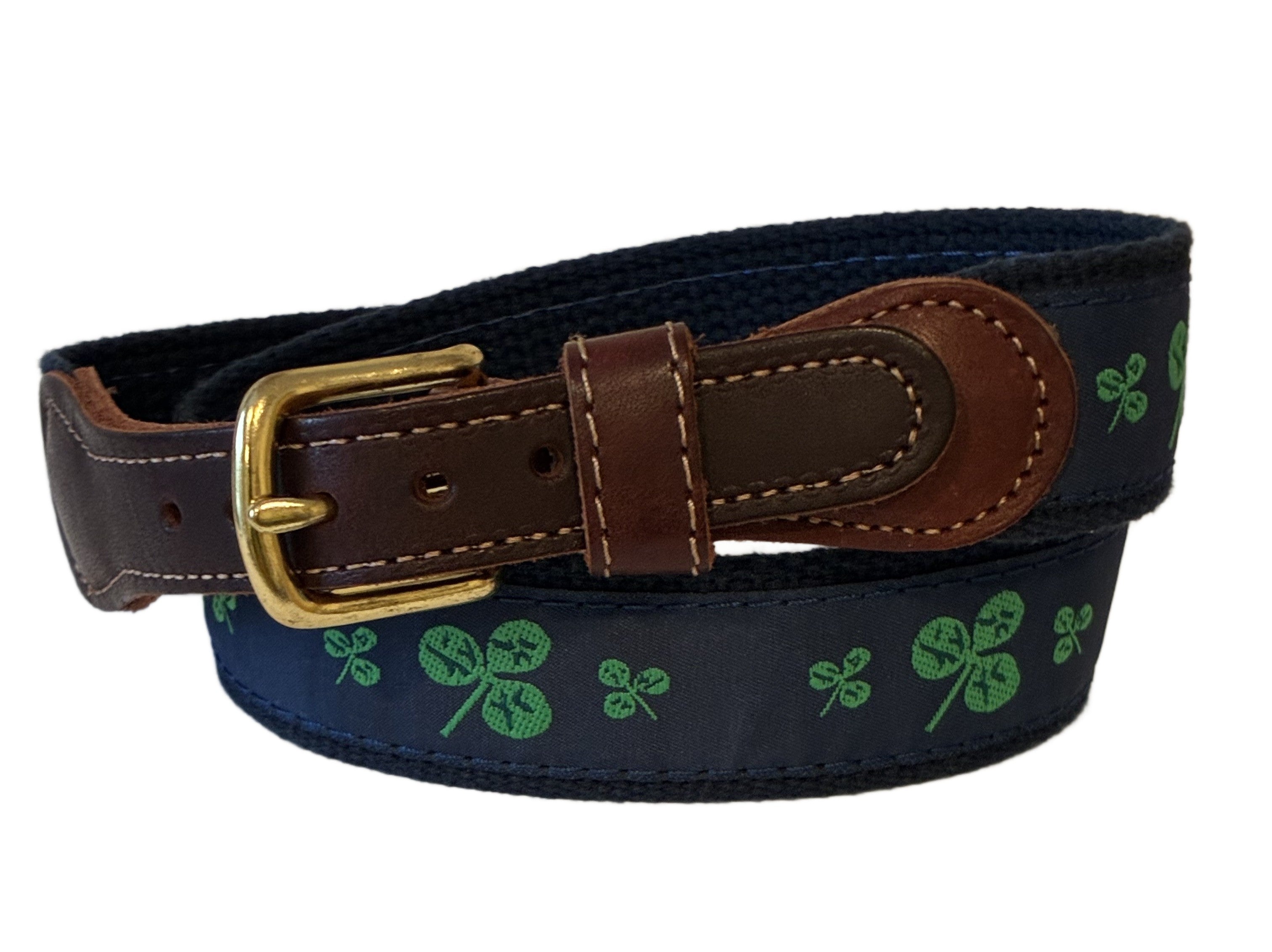 Boy's Custom Canvas Ribbon Belt Shamrocks