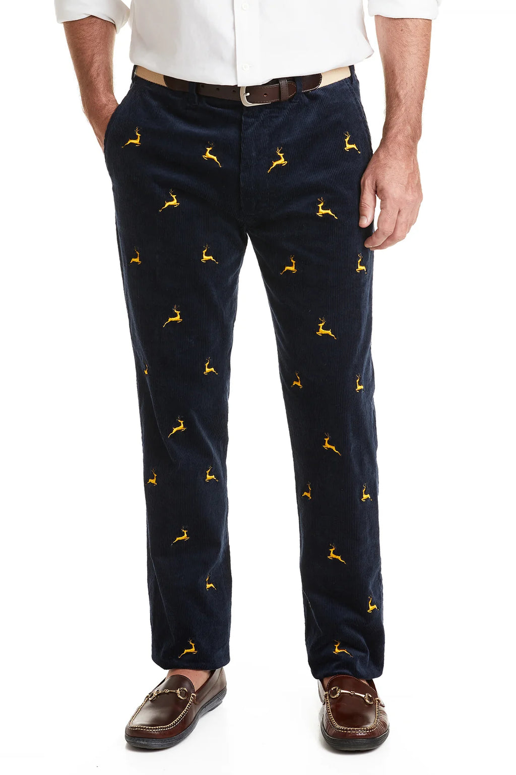 Men's Harbor Point Stretch Twill EMbroidered  Pants Horse Racing on Navy