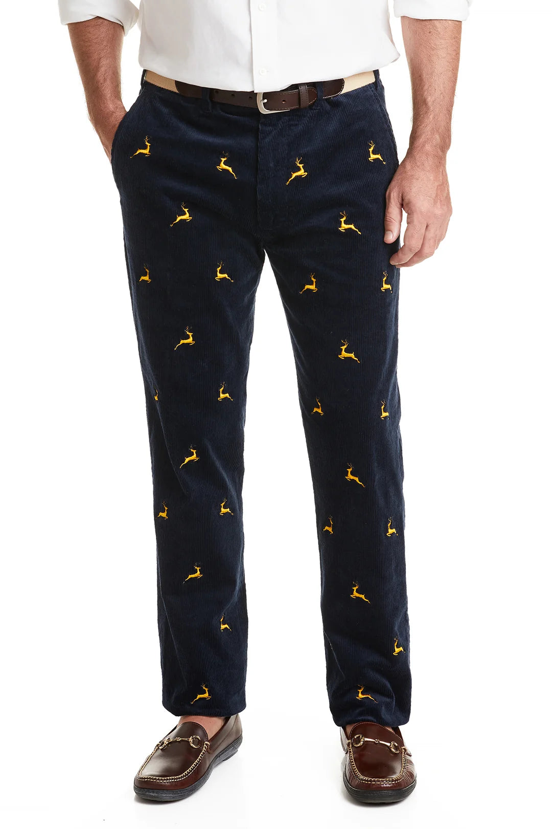 Men's Harbor Point Stretch Twill EMbroidered  Pants Horse Racing on Navy