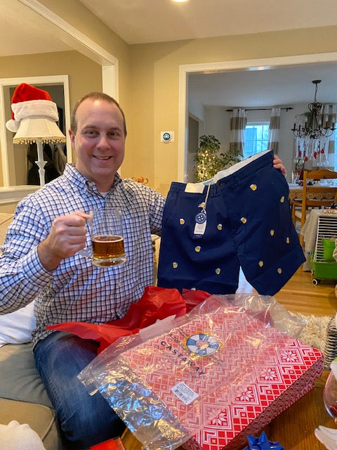 Men's Embroidered Short Beer  Mug on navy Sample Sale