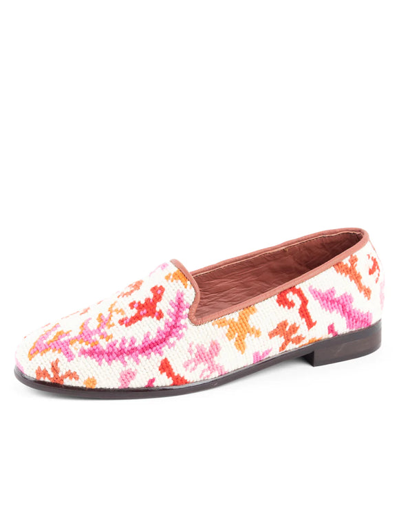 By Paige Needlepoint Loafer Pink and Orange Coral