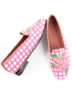 By Paige Hand-Stitched Needlepoint Loafer Pink Hydrangea