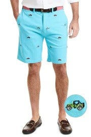 SPECIAL SALE Men's Embroidered Shorts Jeep on Caribbean Blue