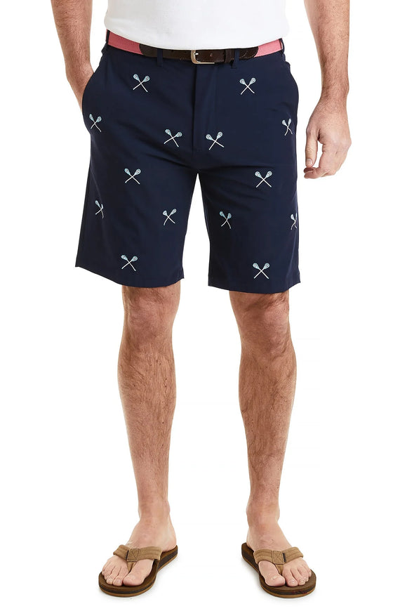 Men's Embroidered Shorts Lacrosse on Navy