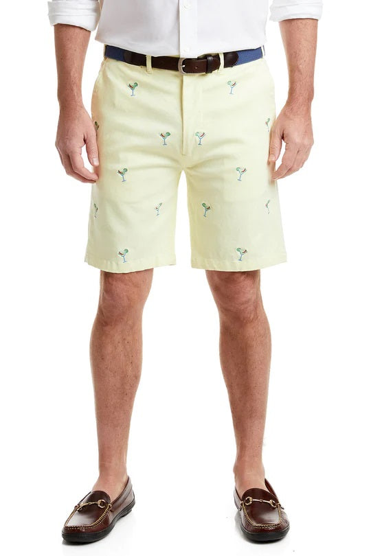 Men's Embroidered Shorts Margaritas on Yellow