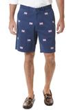 Men's Embroidered Sorts by Castaway Clothing American Flag on Atlantic Blue