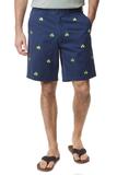 Men's Popular Embroidered  Shorts Shamrock on Navy