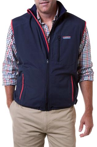 Perfect vest with nylon shell with fleece lining to wear on the golf course ot waking the dog. Front full zip with redm outline cording makes for a great look. Sizes small thru 1XXL