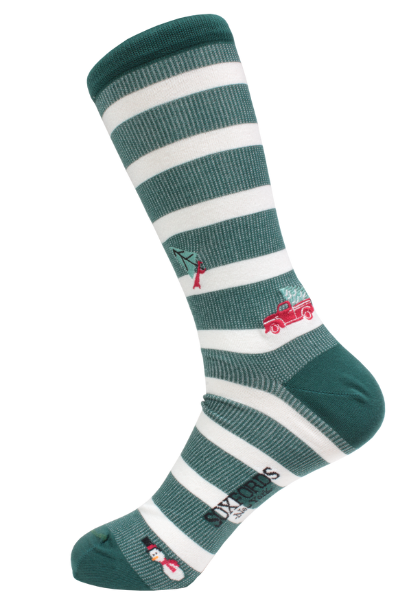 Sockfords Premium Pima Cotton  Embroidered Socks -  Christmas tree