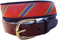 A lillie Design exclusive, Mens orange, lime and periwinkle stripe belt for the ageless prepster