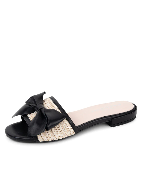 St Tropez Raffia Sandal Slide by Patricia Green Black