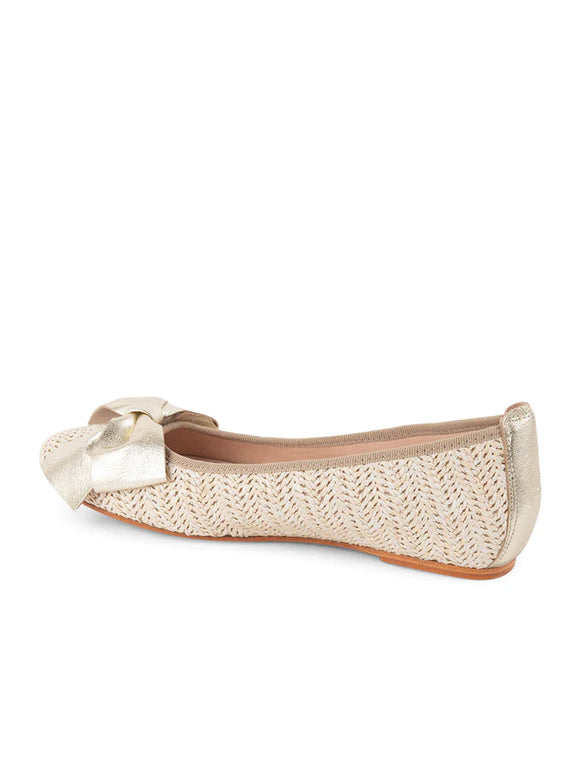 St Tropez Raffia Ballet Flat by Patricia Green  Gold