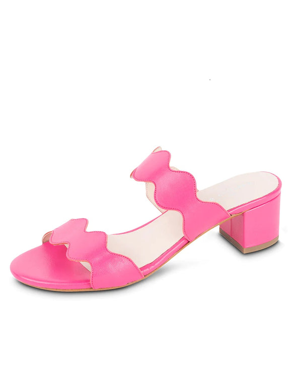Palm Beach Scalloped Block Heel Sandal Hot Pink