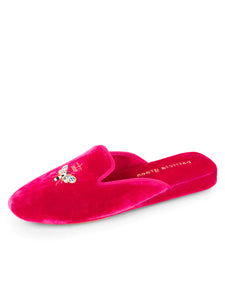 Patricia Green Embroidered Velvet Slippers Queen Bee