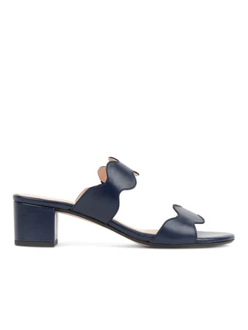 Palm Beach Scallop Block Heel Sandal Navy Designs by Lillie