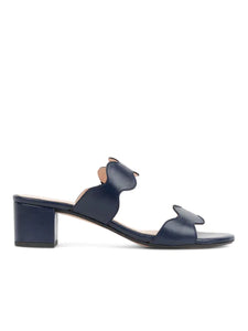 Palm Beach Scallop Block Heel Sandal Navy