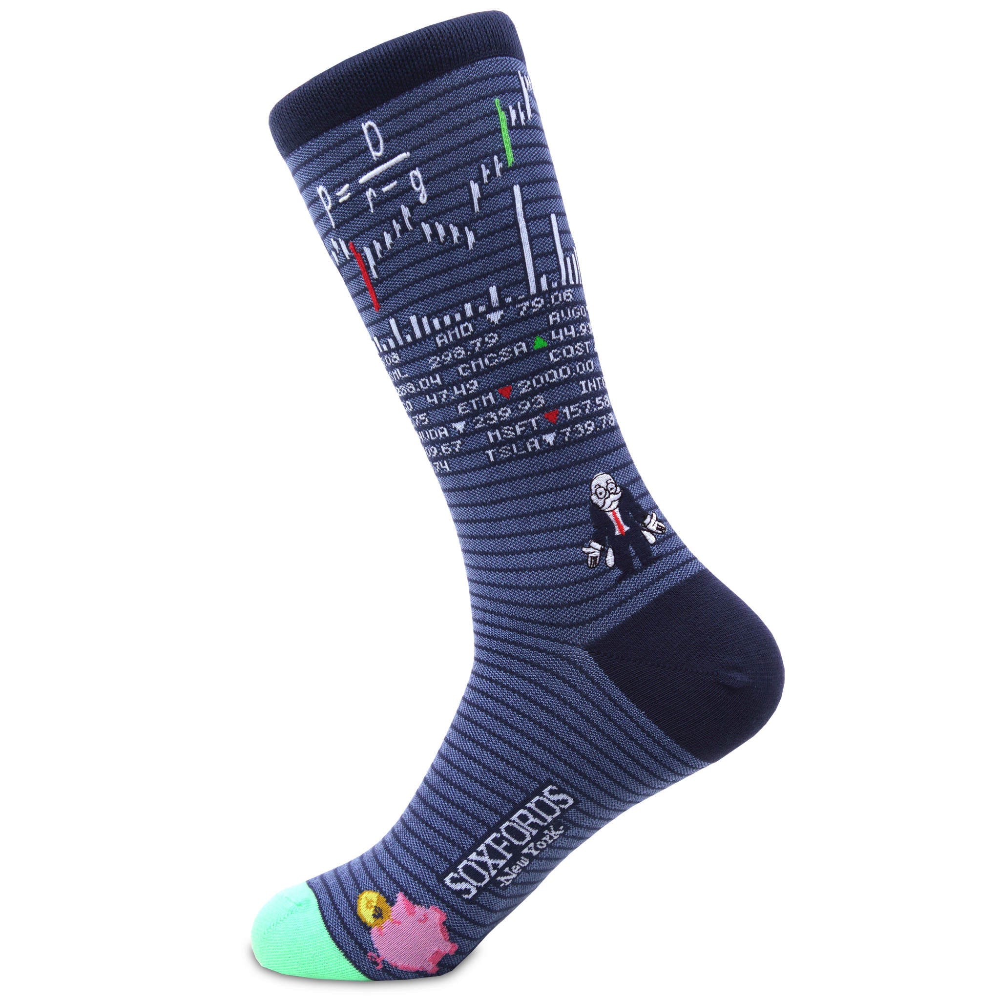 Soxfords Embroidered Socks -Stock Market