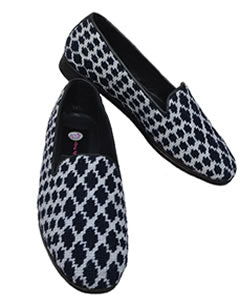 Misses hand stitched needlepoint loafer in Navy and white is a classic