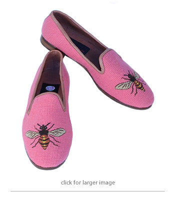 Misses shrmip needlepoint loafer with your favorite bees. Get ready for Spring and Summer and add this beauty to your footwear