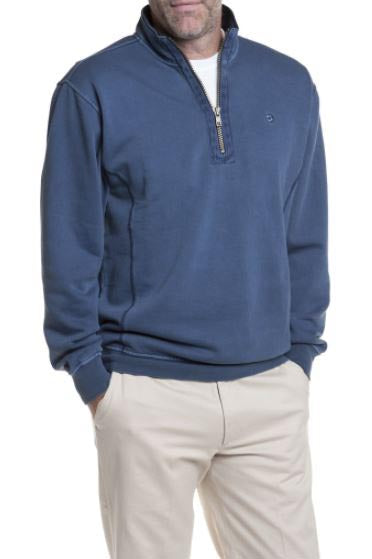 Men's Quarter Zip Pull Over Sweatshirt By Castaway Clothing -Nantucket Navy| Designs by Lillie