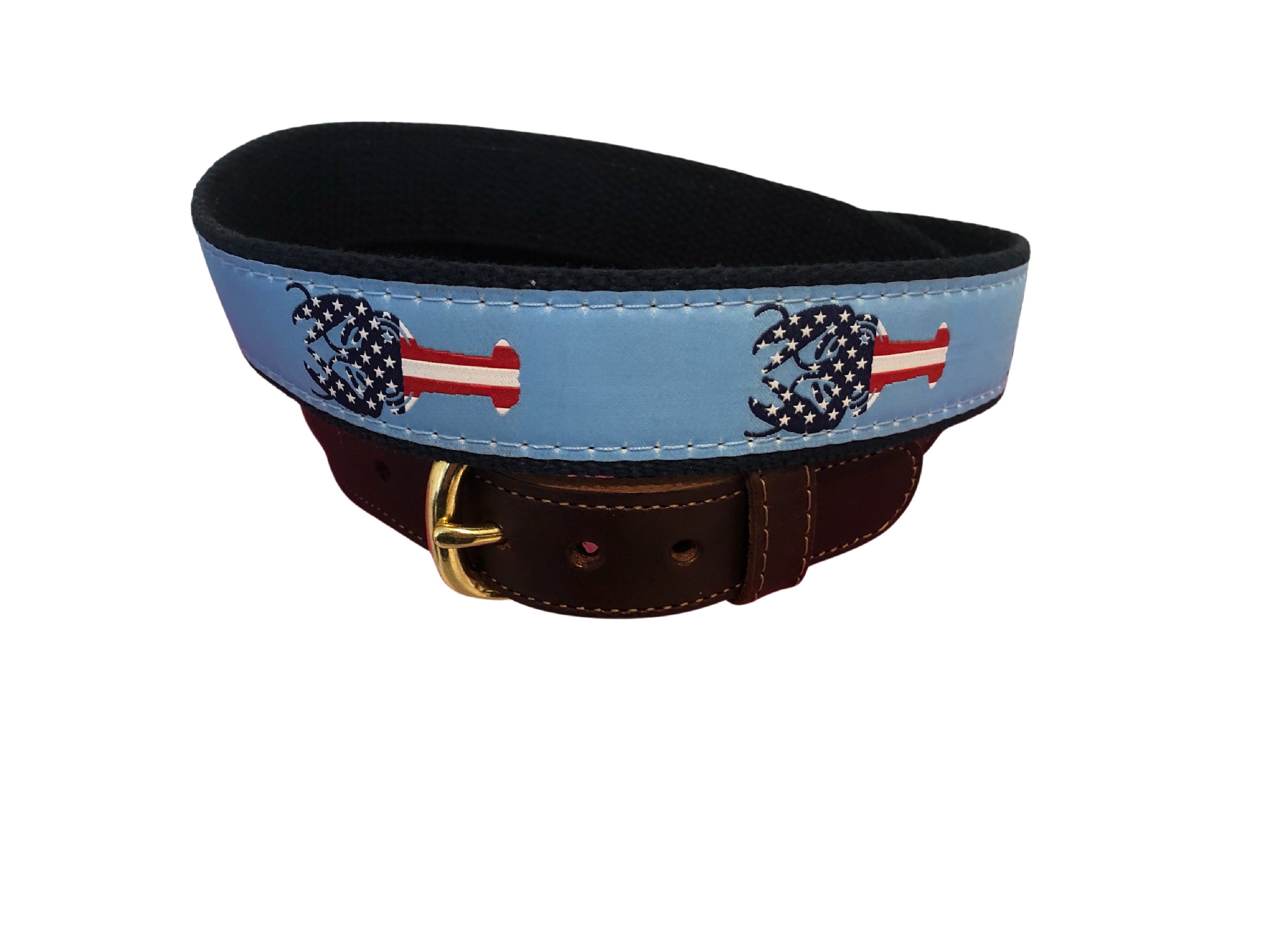 Men's Preppy Ribbon Belts Patriotic Lobster