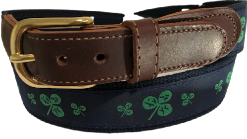 Men's Preppy Ribbon Belt Shamrocks |  Designs by Lillie